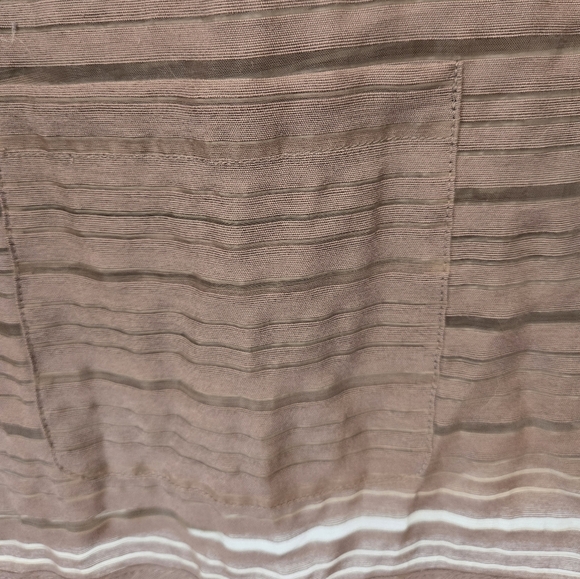 Vintage New COLDWATER CREEK Sheer Taupe Striped Lightweight Jacket Blouse - Picture 5 of 8